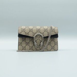 GUCCI Dionysus Super Mini Brown GG Canvas Shoulder Bag